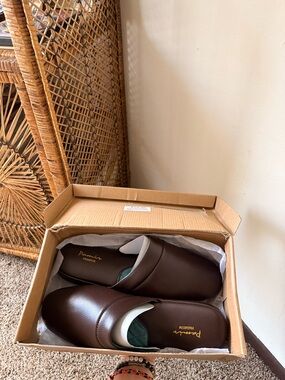 Brown Leather Slide-On Loafers